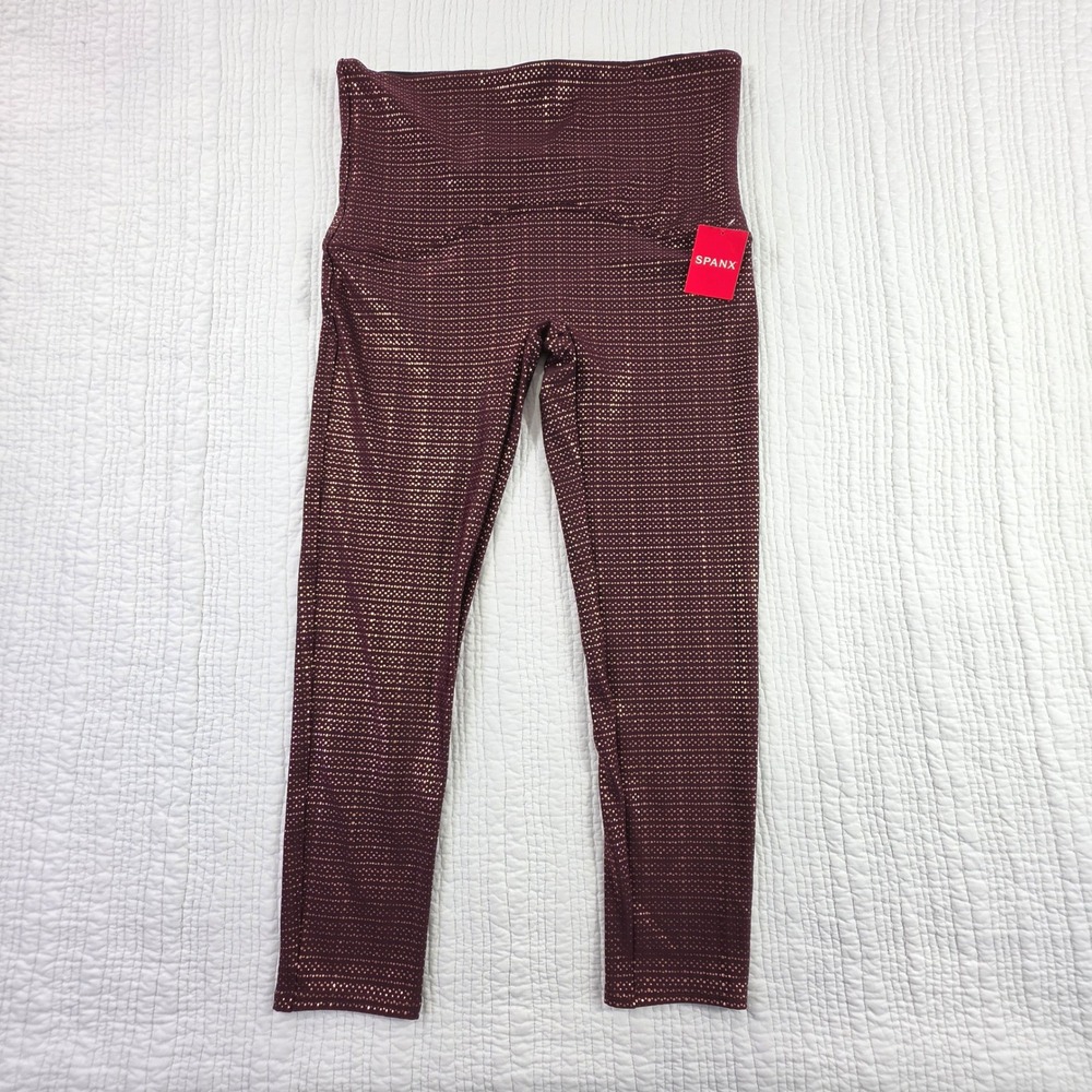 Spanx Booty Boost High Waist XL Wine Rose Gold Metallic Mist 7/8 Leggings NWT